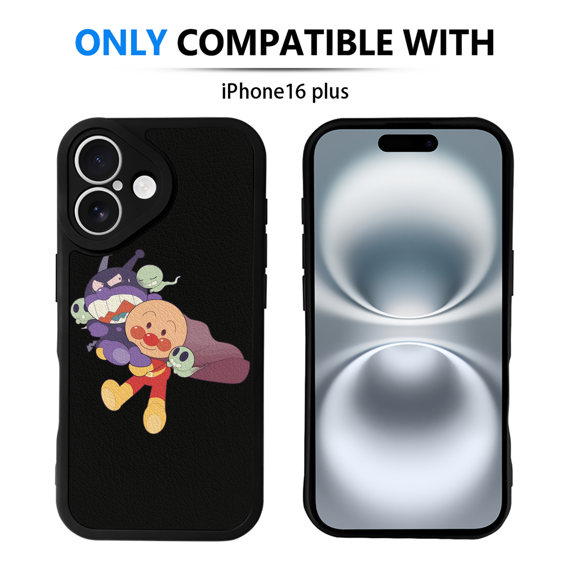 （画像用） アンパンマン Anpanman 【iPhone 16シリーズ対応】シリコンスマホケース（レザー調） 材質：シリコン